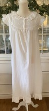VTG Taleen Long Cotton Nightgown Eyelet Large Sleeveless White Edwardian Prairie