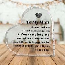 2D 1PC To My Man Acrylic Heart Plaque 4 4In Wife to Husband Gift Memorial Gift