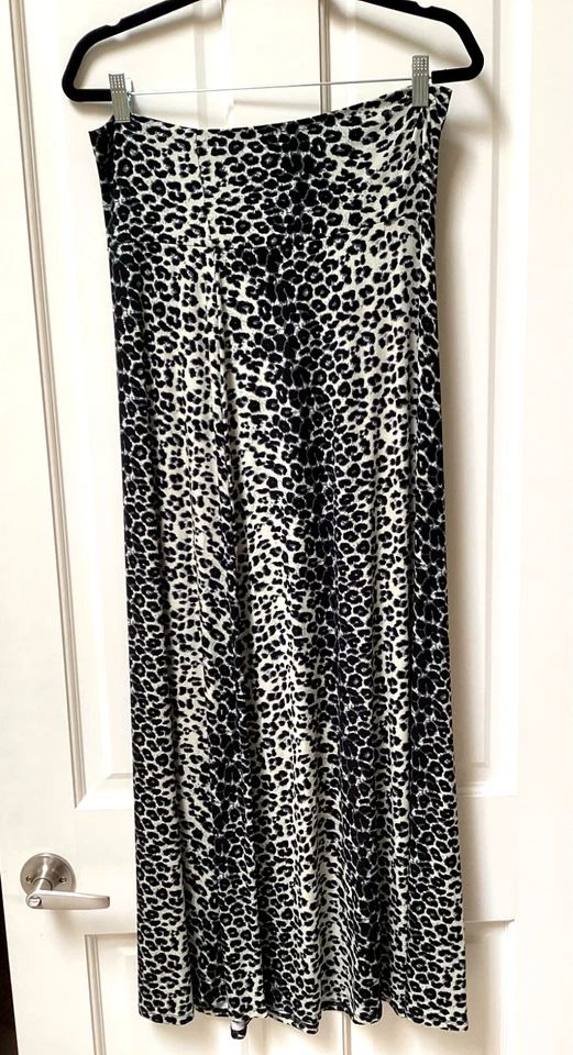 Loveappella Maxi Falda Leopardo Blanco y Negro, Talla Grande Foto 2 de 4