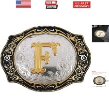 Western Belt Buckle Initial Letters ABCDMRJ to Z Cowboy Rodeo Small Gold Belt...