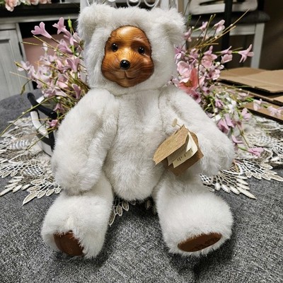 Hand Signed Robert Raikes Bears Originals 1988 Terry White Bear Wood Face 17010