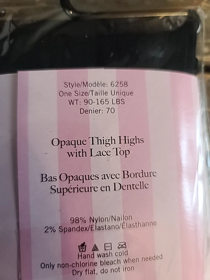 Pantimedias Leg Avenue Opacas Hasta el Muslo Top de Encaje, Talla Única con 90-165 Lbs NUEVAS Foto 2 de 2