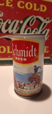   Empty Beer Can Cowboy Scene SCHMIDTS OF PHILADELPHIA Vintage Pull Tab Prop