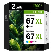 67XL 67 XL 2800e 2855e Ink Cartridges Black/Color Combo Pack for HP Printer