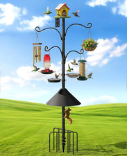 Bird Feeder Pole, 93" Shepherds Hooks Squirrel Proof for Outdoor, Adjustable Hea
