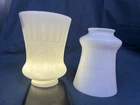 PAIR Antique White Calcite Etched Gladiator Horse Lamp Shade 2 1/4" Steuben?