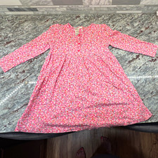Vintage OshKosh Girls Size 5 Pink Floral Long Sleeve A-Line Cotton Pocket Dress
