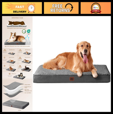 Extra Large Orthopedic Dog Bed with Washable Cover for Crate - Grey 41x27