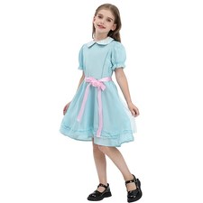 The Grady Twins Costume for Girls Blue Creepy Sister Scary Doll Dress Hallowe...