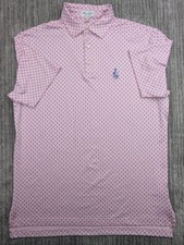 Peter Millar Summer Comfort Polo Shirt Men's Large Pink Skull Print Golf Stretch