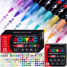 Acrylic Paint Marker Pens with Brush Tip for Rock, Wood  Canvas Painting.