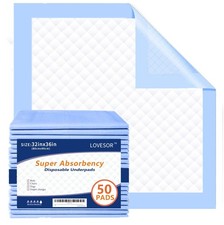 32" x 36" 50 Count, Super Absorbency x 50 Blue  white