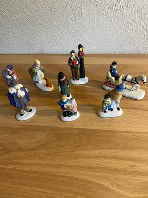 Vintage Christmas Village Figurines Lot Of 8 Brinns & Lamaze