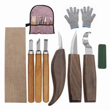 10Pcs Wood Carving Knives Set Woodworking Spoon Kit Whittling Carpenter Tools