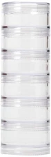 Storage Box 6 Stackable Clear Round Containers for Crafts Beads 2.75" Round