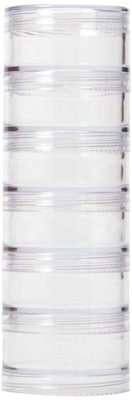 Storage Box 6 Stackable Clear Round Containers for Crafts Beads 2.75'' Round
