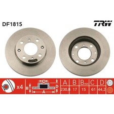 2x Bremsscheibe TRW DF1815 passend für HONDA ROVER