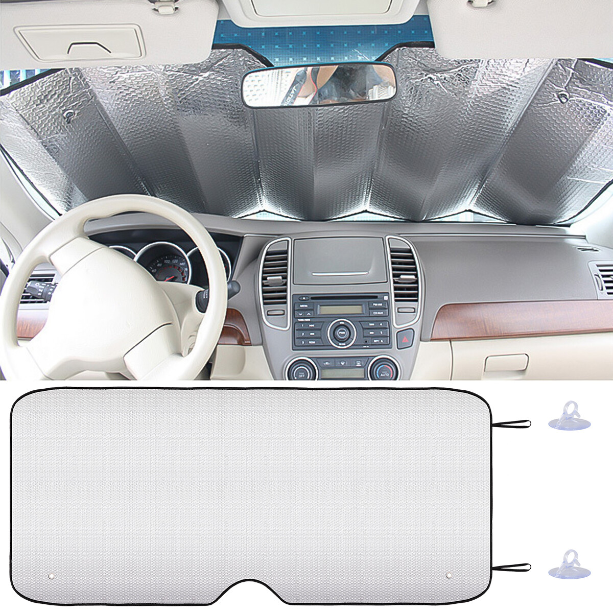 130x60cm Foldable Car Visor Cover Front Rear Block Window Windshield Sunshade Su - Foto 7