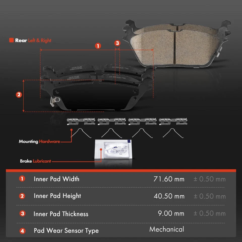 8x Front & Rear Side Ceramic Brake Pad for Jeep Wagoneer 2022 Ram 1500 2019-2022 - Image 2 of 4