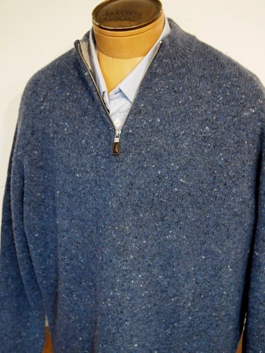 Peter Millar Wool Blend Tweed Quarter Zip Sweater NWT $278 XXL Blue - Picture 10 of 11