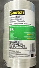 Scotch Filament Tape 893 Clear, 18 mm x 55 m Pack of 12 