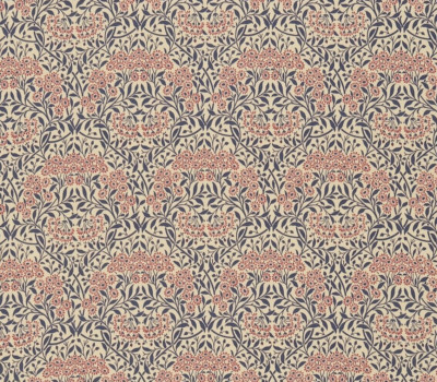 William Morris Stoff 'MICHAELMAS DAISY' 3,4 METER INDIGO/ROT - 100% Baumwolle