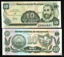Nicaragua 10 CENTAVO P-169 1991 x 1 Pcs Flower UNC Nicaraguan WorldCurrency NOTE