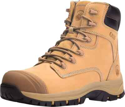 OUXX Work Boots, Waterproof Steel Toe YKK Zipper Non-Slip, Men Size 12.5, New
