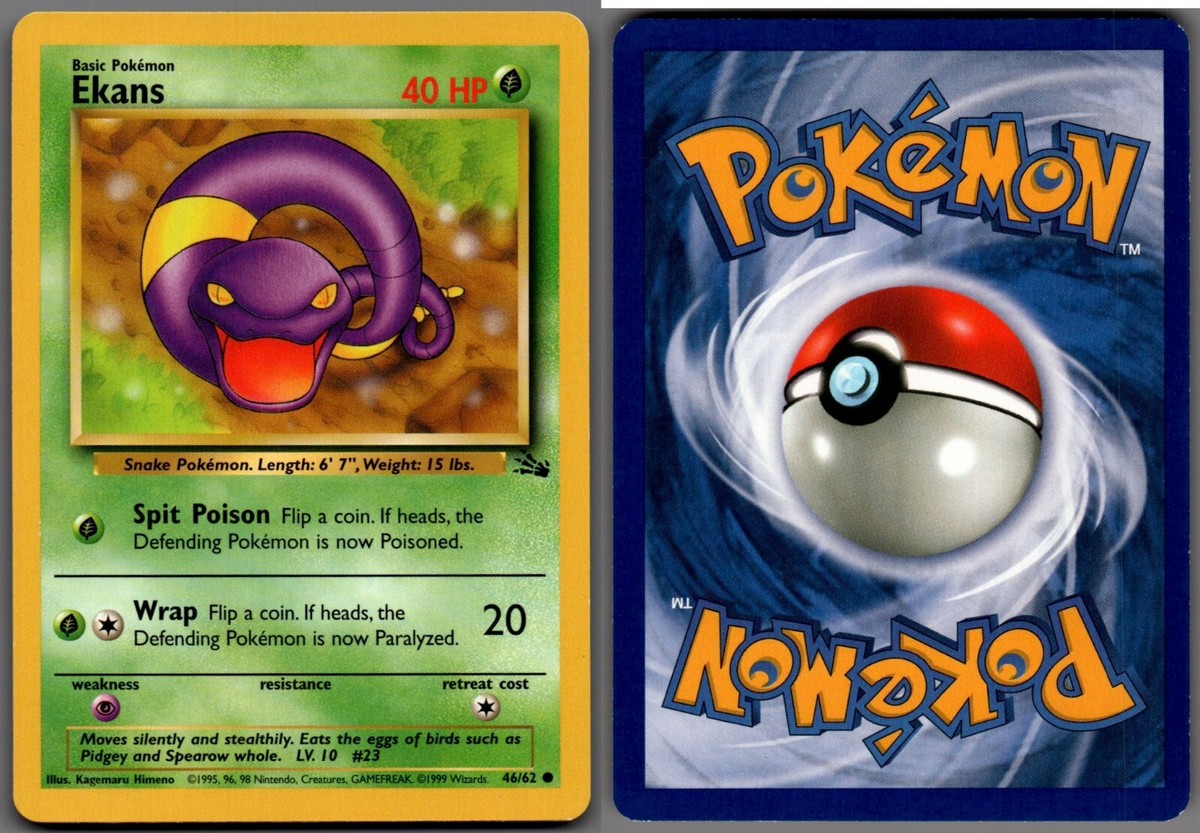 1999 Pokemon, Fossil, #46/62 Ekans, Common
