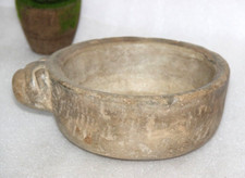 Antique Sand Stone Round Curry Bowl Original Old Hand Carved