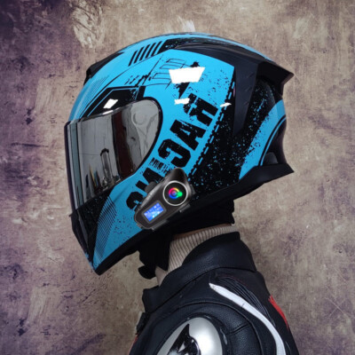 Bluetooth Motorcycle Intercom Helmet Full Face Double Visors Motorbike Helmets
