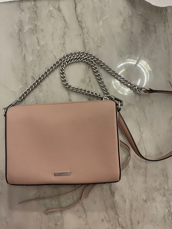 NUEVO Bolso de Mano Bandolera de Cuero Saffiano Rebecca Minkoff Avery Nude Rosa Topo Foto 4 de 4
