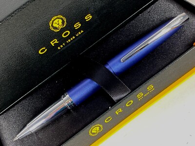 CROSS ATX CYANIC BLUE WITH CHROME TRIM GEL INK SELECTIP ROLLERBALL