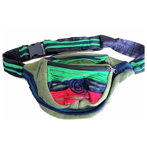 Fair Trade Funky Green Nepalese Bumbag Wallet Purse Waist Pack money belt - Picture 1 of 8
