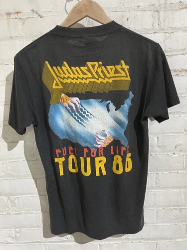 Judas Priest band t shirt fuel for fire metal t 1980s vintage concert t-shirt, vintage, single stitch, B+ condition