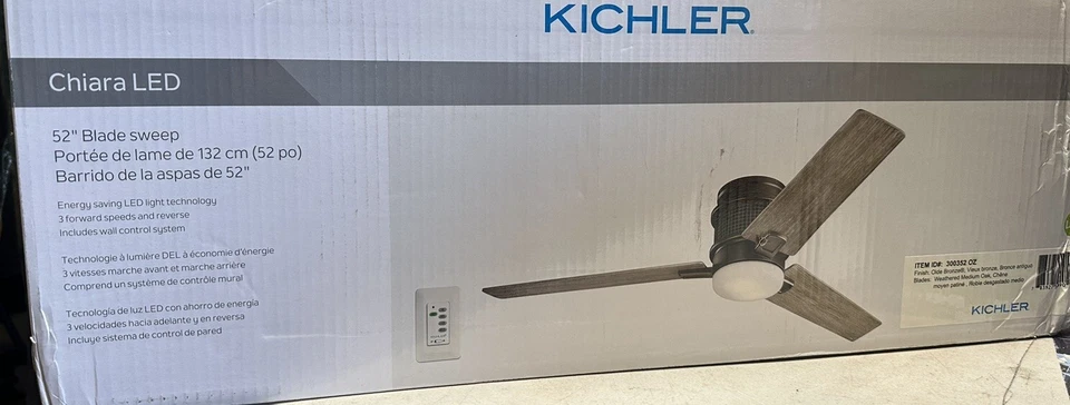 Kichler 300352 Chiara 52" 3 Blade Hugger Indoor Ceiling Fan - Bronze - Image 4 of 4