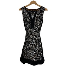 Ann Taylor Factory Women’s Size XS Black Paisley Print Sleeveless Belted Dress
