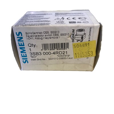 Siemens SIRIUS 3SB3000-4RD21 Schlüsselschalter CES SSG10   NEU & OVP