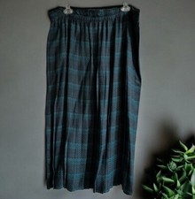 Vintage 90 s Fundamental Things Skirt Womens 12 Pleated Teal Plaid Peasant Maxi