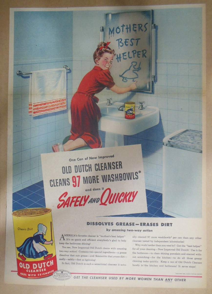 Old Dutch Cleanser Ad: Mothers Best Helper ! from 1940's Size: 11
