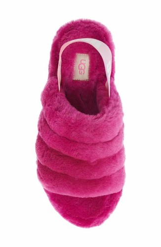 UGG Fluff Yeah Genuine Dragon Fruit Shearling Slingback Sandal Women 8 New  $100 195719117429 | eBay