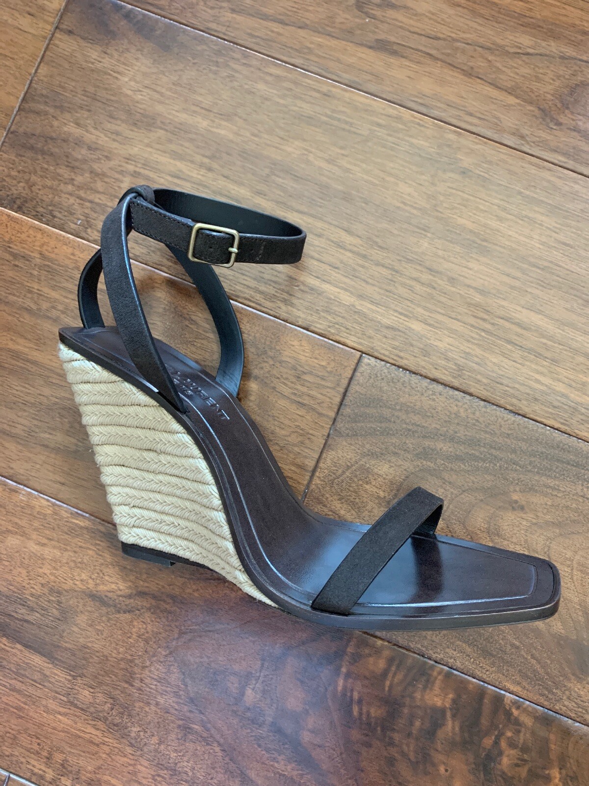 Sandalo con zeppa Saint Laurent YSL Soho pelle scamosciata espadrillas taglia 39 5