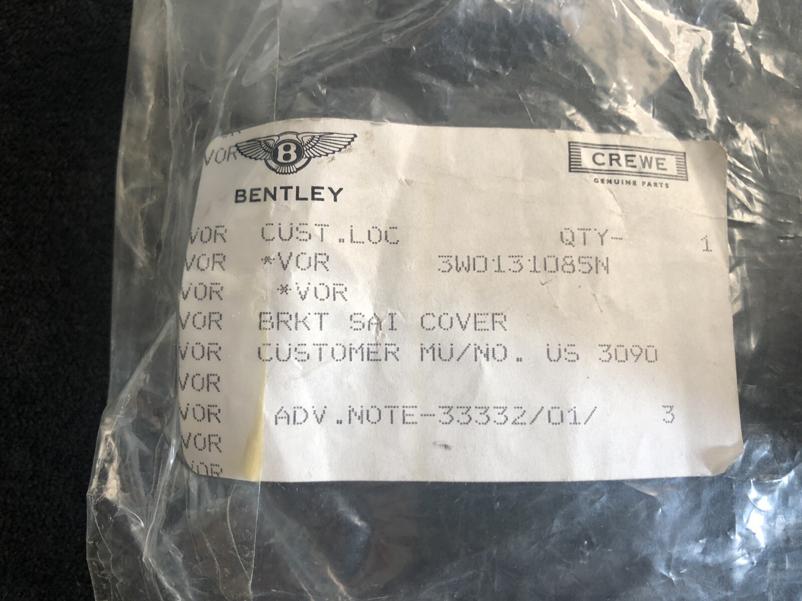 Bentley Continental GT 2003-18 Air Filter Retainer 3W0131085N NEW OEM