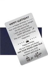Demiwise Happy Birthday Wallet Insert Card Gift,Engraved Stainless Steel Unique