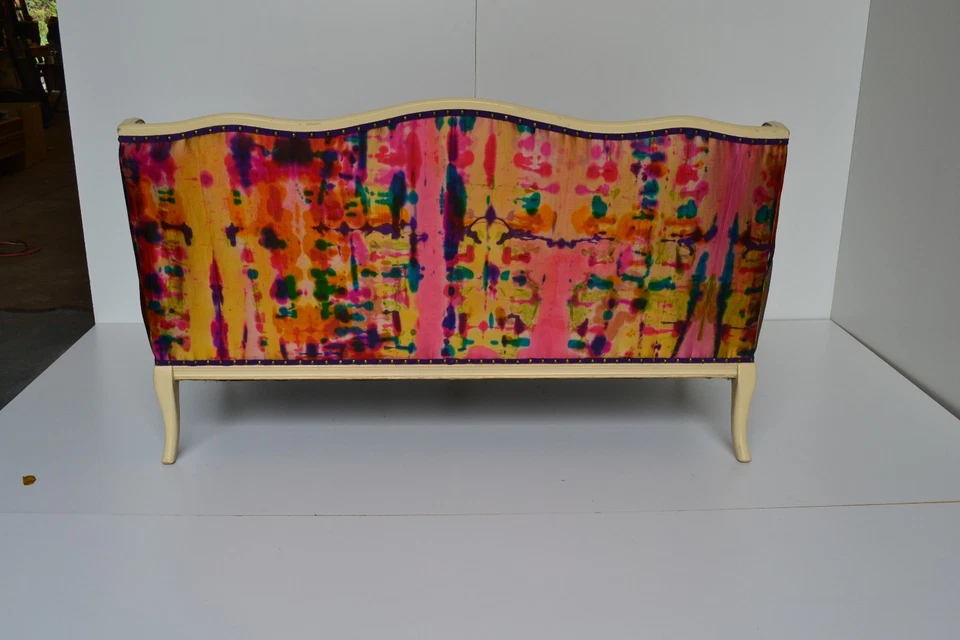 Vintage Settee Upholstered Hand Painted Ralph Lauren Silk Eccentric Luxuries NEW - Image 3 of 4