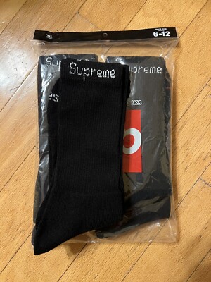 SUPREME/ HANES BLACK SOCKS/ SINGLES/ ONE PAIR 100% AUTHENTIC/ BRAND NEW Size6-12