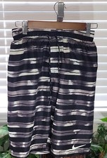 Nike Swimsuit Swim Trunk Long Grey Gray Black White Striped Men's Size S Small