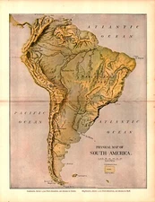 "SOUTH AMERICA" Antique original physical map 1904