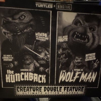 NECA TMNT x Universal Monsters Ultimate Set Leonardo Hunchback, Raphael Wolf Man