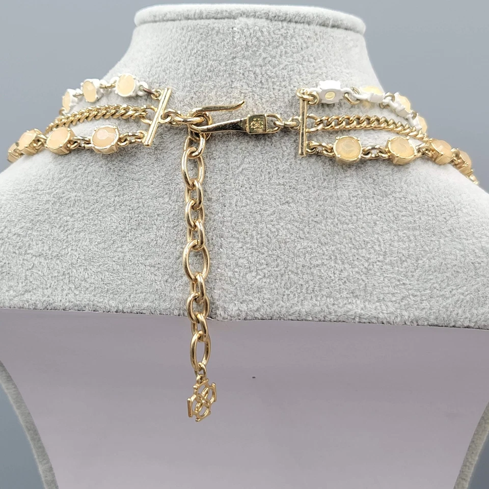 Ann Taylor Statement 围兜项链金色水晶花朵珐琅 Adj 18-20 — 第 3/4 张图片